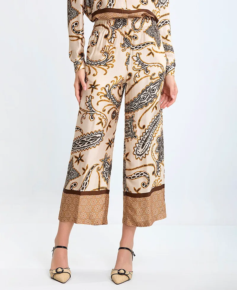 Γυναικεία Παντελόνα με Boho Μοτίβο Regular Fit σε Εμπριμέ