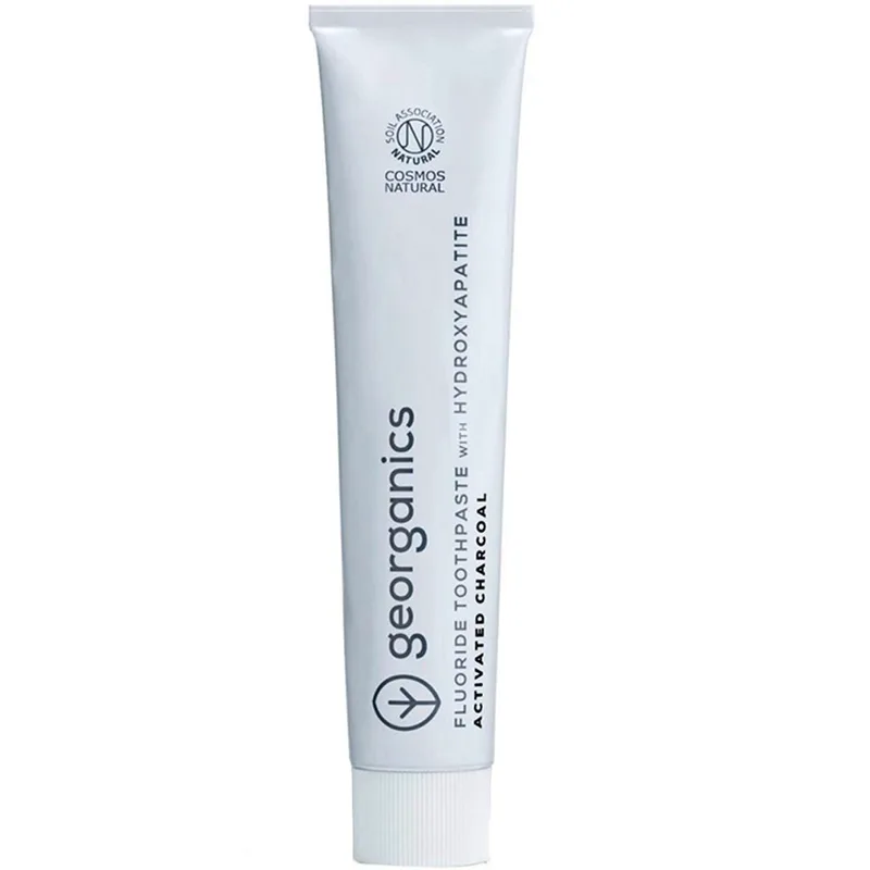 Georganics Hydroxyapatite, Activated Charcoal & Fluoride Toothpaste Οδοντόκρεμα με Συνδυασμό Υδροξυαπατίτη & Ενεργού Άνθρακα 75ml