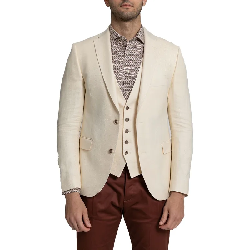 SARTORIA MONK Ανδρικό Μπεζ Μπεζ Fitted Blazer