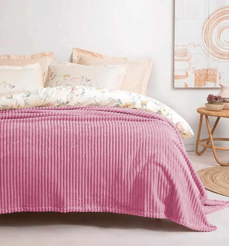 ΚΟΥΒΕΡΤΑ ΚΑΝΑΠΕ ΚΟΤΛΕ DUSTY PINK 200X220 LINEAHOME
