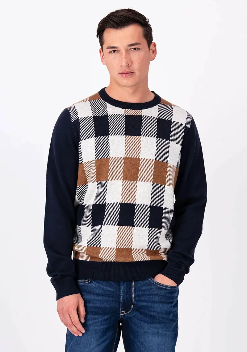 Fynch Hatton Pullover της σειράς Plaid - 1309 655 690 Navy