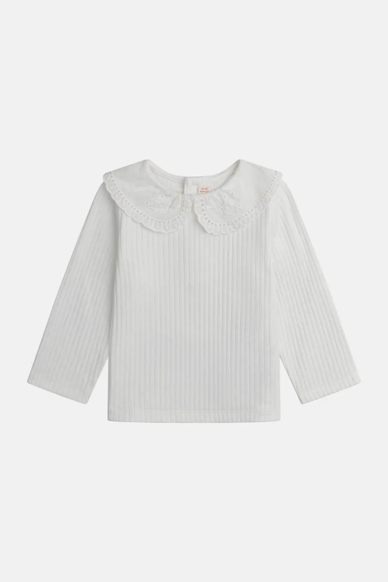 DPAM βρεφική μπλούζα για κορίτσια "Ribbed White" - 370406 Λευκό