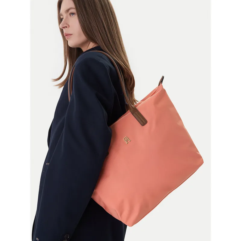 Τσάντα Tommy Hilfiger Popette Tote AW0AW17711 Κοραλλί