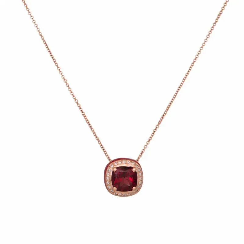 Ροζ gold κολιέ Κ14 Garnet and Brilliants 047712 047712 Χρυσός 18 Καράτια