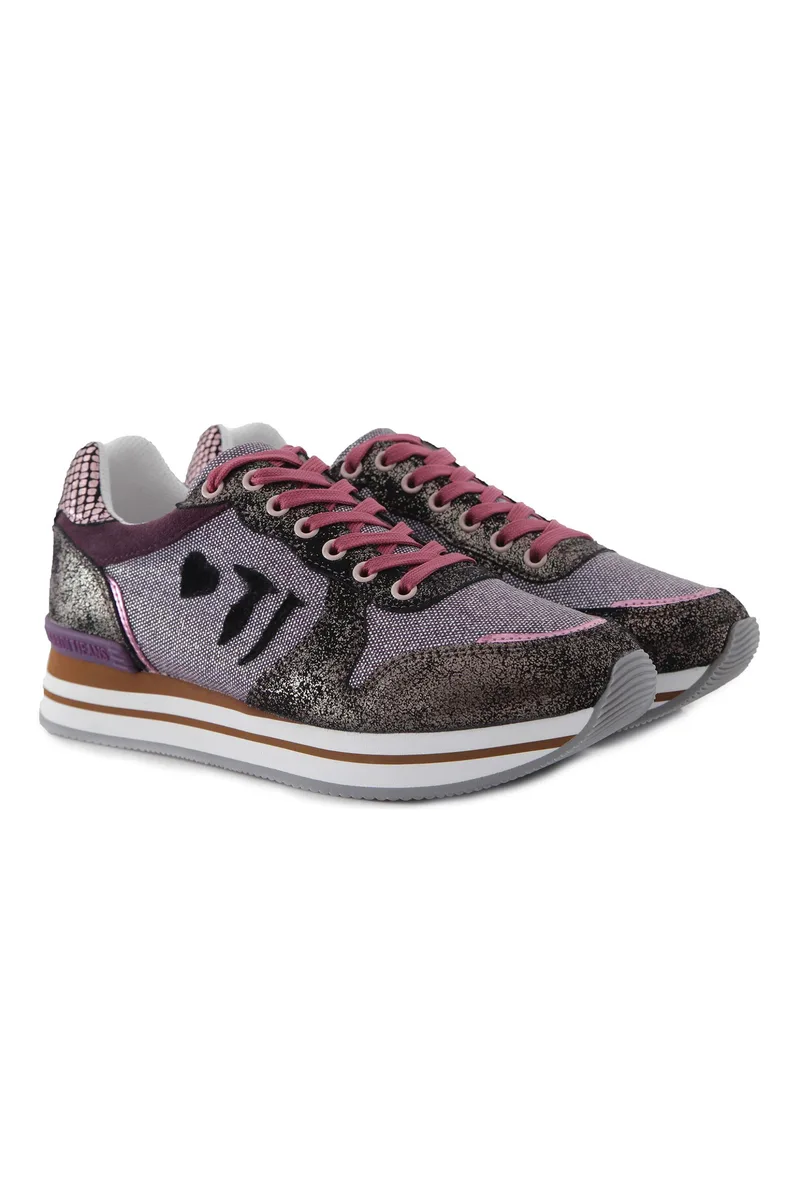 Trussardi γυναικεία sneakers με μεταλλικές λεπτομέρειες - 79A00245-9Y099999 Μπορντό