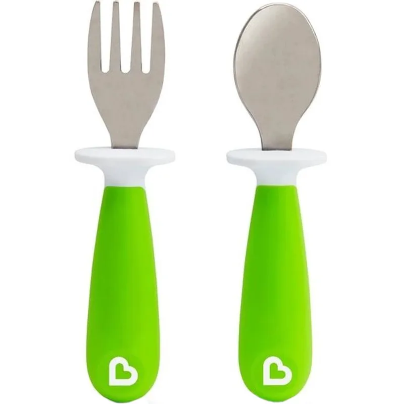 Munchkin Set Raise Toddler Fork & Spoon 12m+ Ανοιχτό Πράσινο Εκπαιδευτικό Σετ με Κουτάλι & Πιρούνι 1 Τεμάχιο