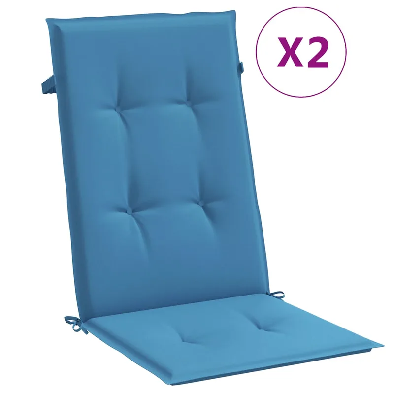 vidaXL Μαξιλάρια Καρέκλας με Πλάτη 2 τεμ. Μπλε 120x50x4 εκ. Ύφασμα