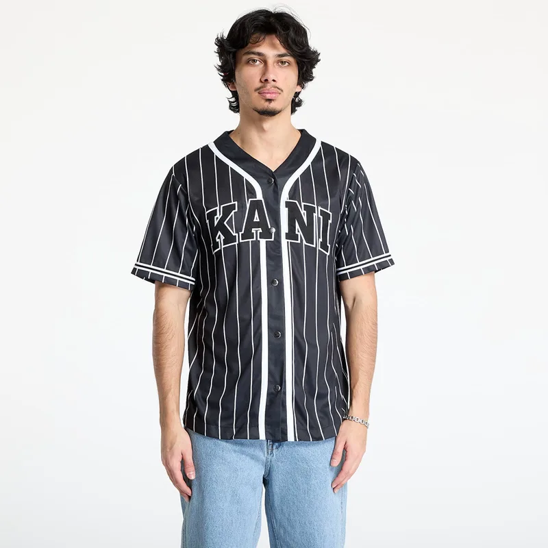 Πουκάμισο Karl Kani Serif Pinstripe Baseball Shirt Black/ White M