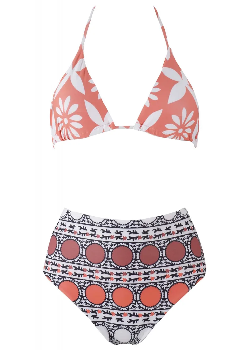 Set μαγιό τρίγωνο αποσπώμενη ενίσχυση bikini παρτο ψηλόμεσο. Καλύπτει Β Cup. COPPER