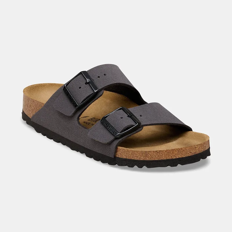 BIRKENSTOCK ARIZONA BIRKO-FLOR NUBUCK SANDALS VELVET GRAY/BLACK BUCKLES - NARROW FIT ΓΚΡΙ