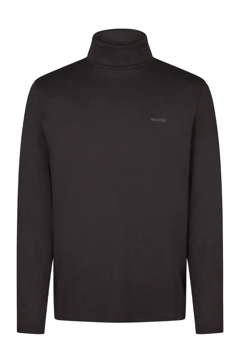 HECHTER T-SHIRT JERSEY ROLLNECK LOGO ΜΑΥΡΟ
