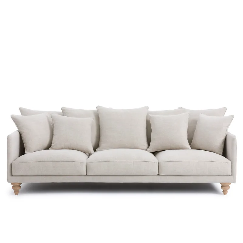 Καναπές από βαμβάκι και λινό Μ105xΠ198xΥ93cm
