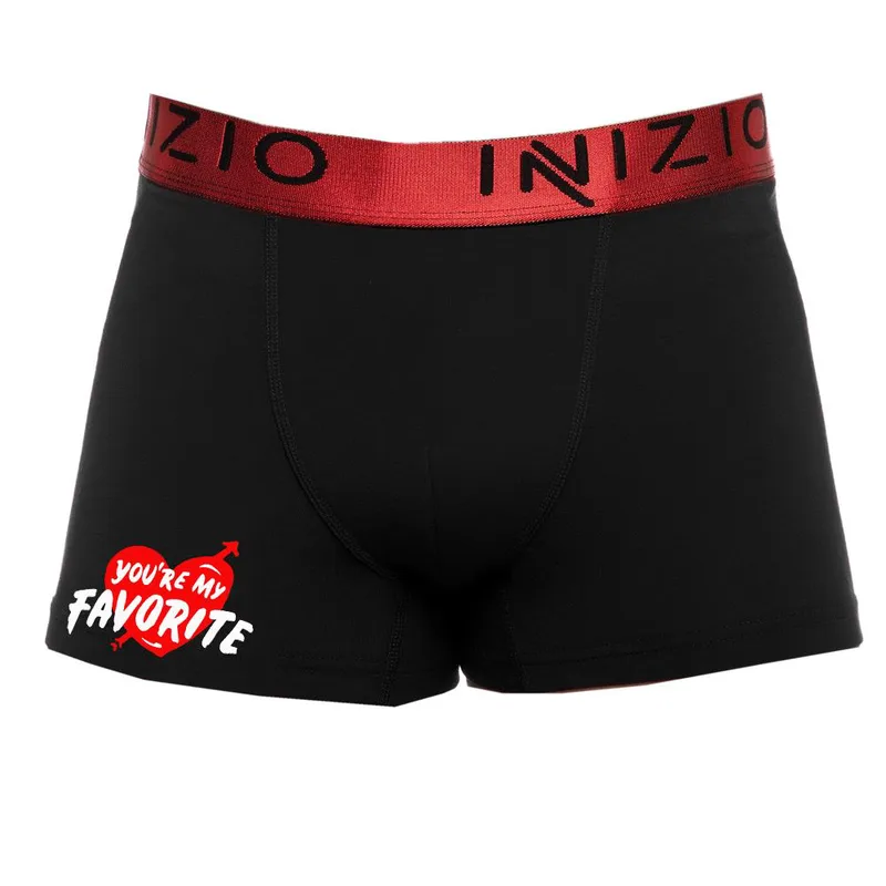 ΑΝΔΡΙΚΟ BOXER INIZIO ΜΕ ΕΞΩΤΕΡΙΚΟ ΜΕΤΑΛΙΖΕ ΛΑΣΤΙΧΟ ΣΧΕΔΙΟ YOU\'RE MY FAVORITE 4501-31 ΜΑΥΡΟ/KOKKINO