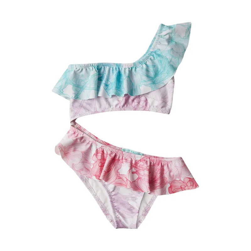 GIRL'S ONE PIECE CUT OUT MIXED FLOWERS