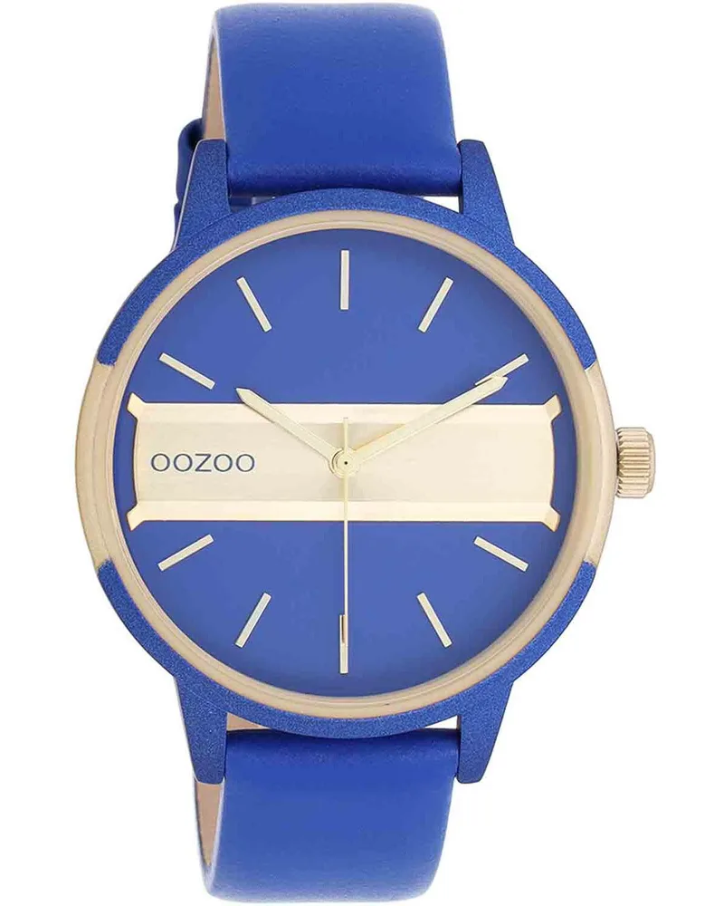 OOZOO Timepieces - C11154, Blue case with Blue Leather Strap