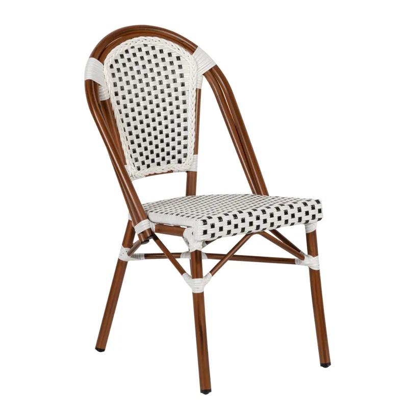 Καρέκλα Κήπου ArteLibre MUTARAZI Λευκό/Μαύρο Αλουμίνιο/Rattan 50x57x85cm