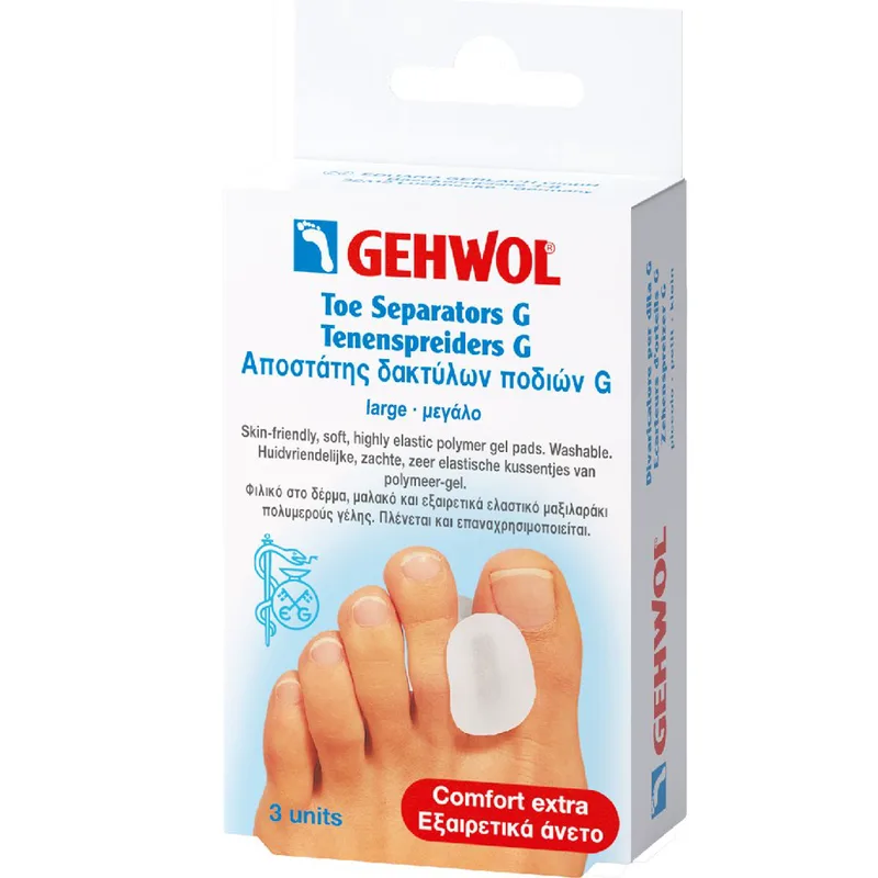 Gehwol Toe Seperators G Αποστάτης Δακτύλων για Ανακούφιση από τους Κάλους Μεταξύ των Δαχτύλων του Ποδιού 3 Τεμάχια - Μεγάλο (L)