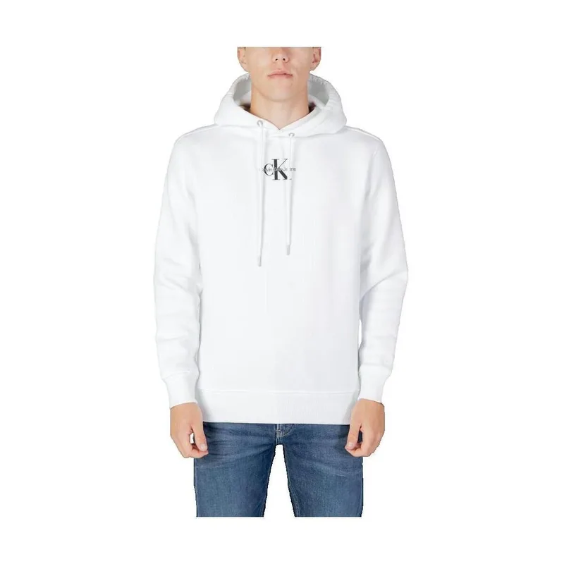 T-shirt με κουκούλα Calvin Klein Jeans Sweat à capuche Monologo blanc