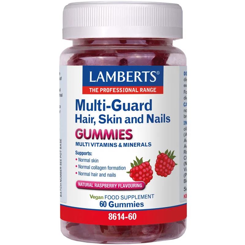 Lamberts Multi-Guard Hair, Skin & Nails Gummies Συμπλήρωμα Διατροφής Φόρμουλας Πολυβιταμινών & Μετάλλων για την Καλή Υγεία των Μαλλιών, Νυχιών & Δέρματος με Γεύση Βατόμουρο 60 Ζελεδάκια