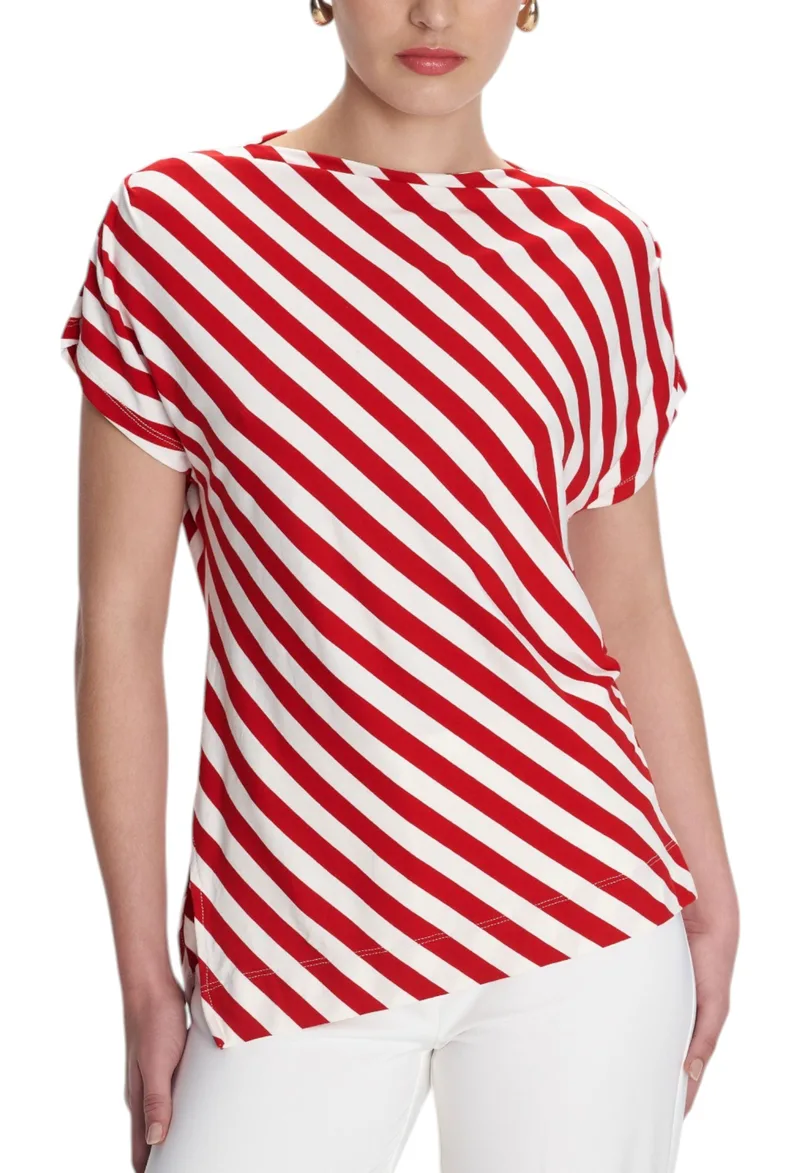 Μπλούζα Κοντομάνικη Ale Με Ριγέ Μοτίβο 8921256-RED Γυναικείο