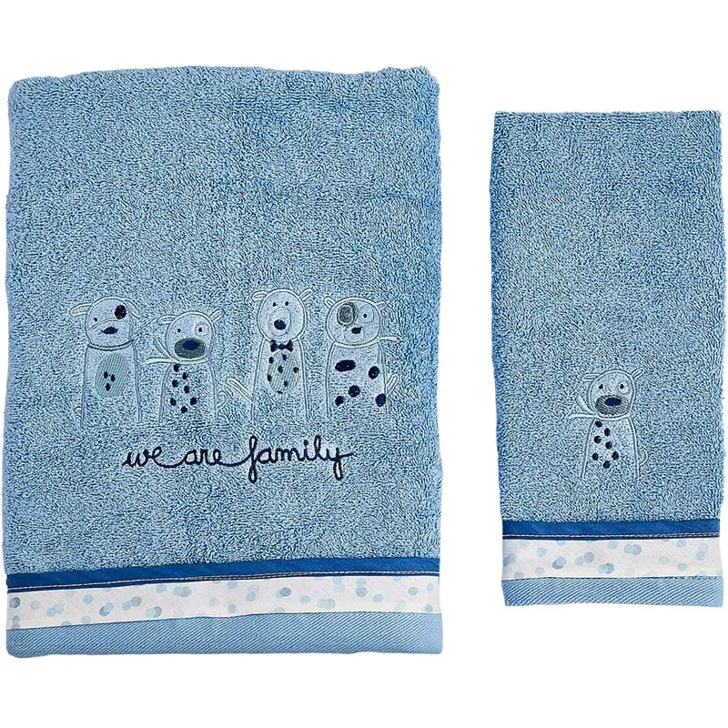 Παιδικές Πετσέτες Σετ 2τμχ Κόσμος Μωρού Family Blue
