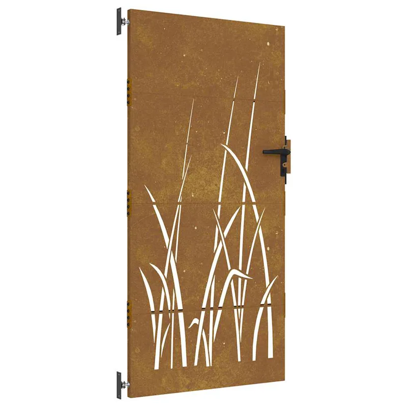 vidaXL Πόρτα Κήπου με Σχέδιο Χόρτου από Ατσάλι Corten 85 x 200 εκ.