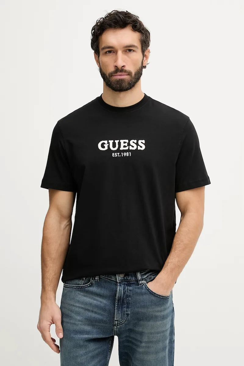 Guess t-shirt basic ανδρικός βαμβακερός