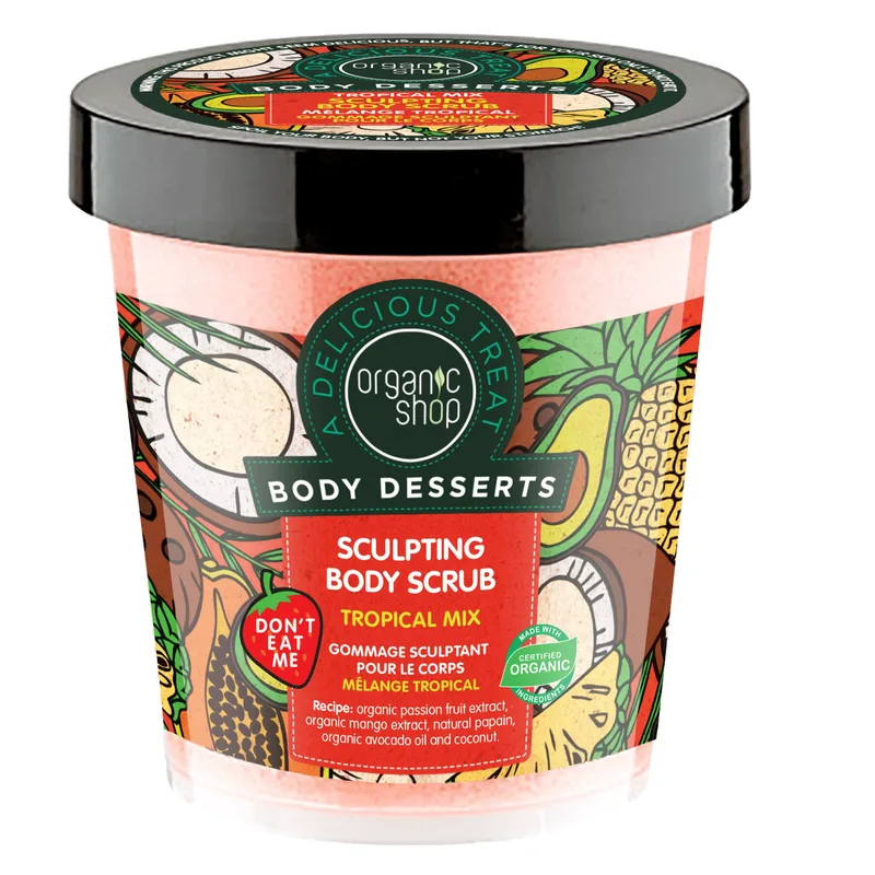 Organic Shop Body Desserts Tropical Mix Sculpting Body Scrub Απολεπιστικό Σώματος για Σμίλευση με Άρωμα Τροπικών Φρούτων 450ml