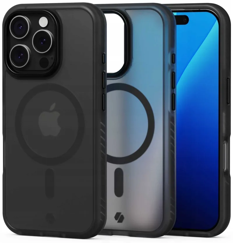 Θήκη iPhone 16 Pro Spacecase Hybrid Fusion Mag Ημιδιάφανη Σκληρή με MagSafe - Black (5905719112431)