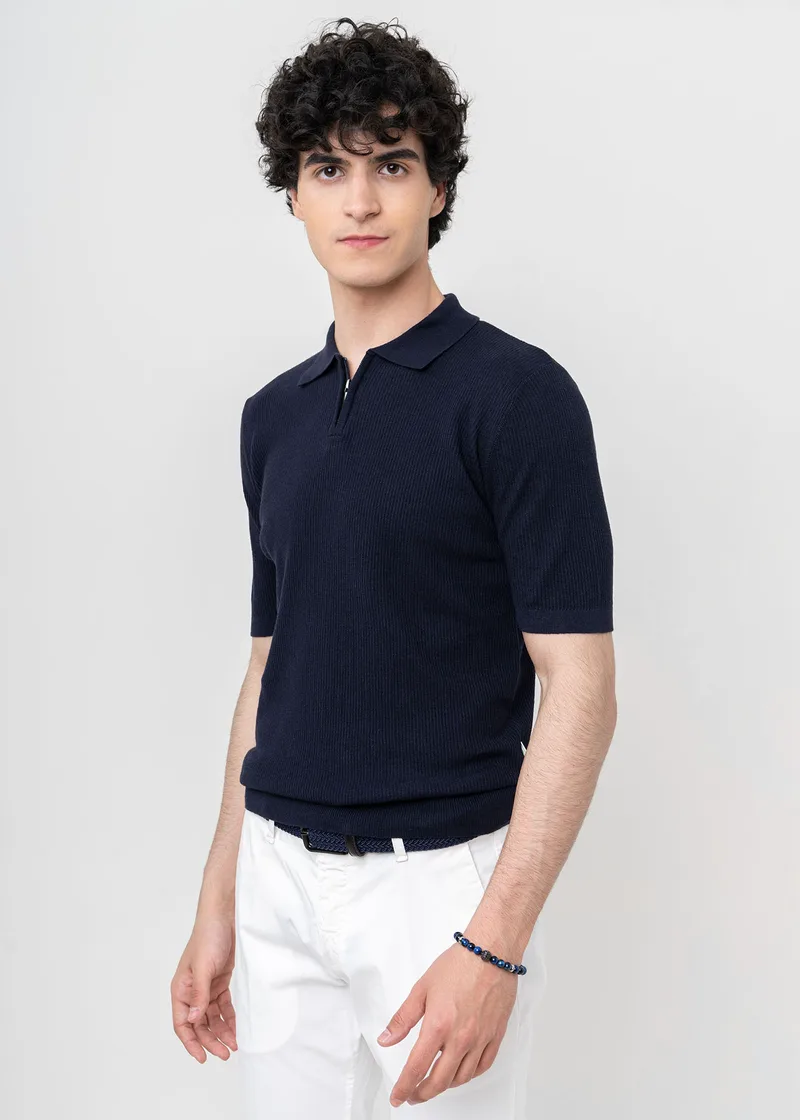 Hamaki Ho Zip Polo της σειράς Knitted - ME3145H Blue