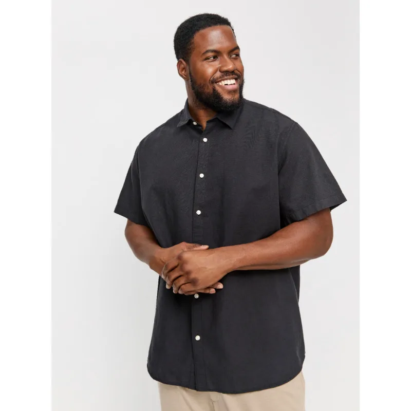 Jack & Jones "Breeze Shirt",λινό κοντομάνικο πουκάμισο - Black