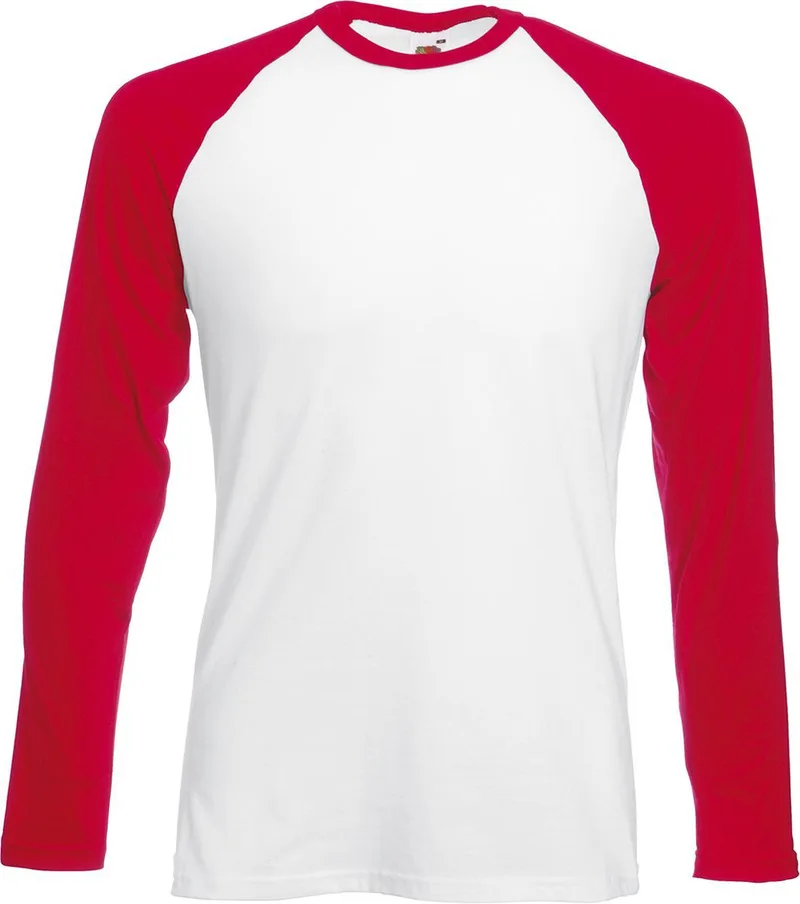 Μακρυμάνικο Baseball T-Shirt Fruit of the Loom 61-028-0 White/Red