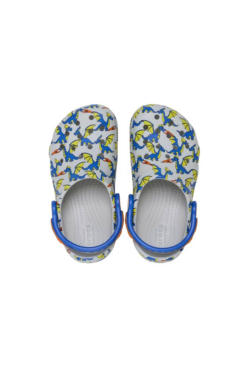 Crocs βρεφικά clogs "Classic Dragon Graphic Clog T" - E79899 Λευκό - Μπλε