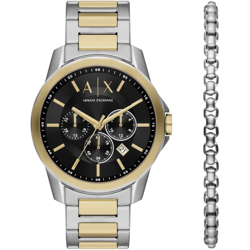 ARMANI EXCHANGE Banks Mens Gift Set - AX7148, Silver case with Stainless Steel Bracelet