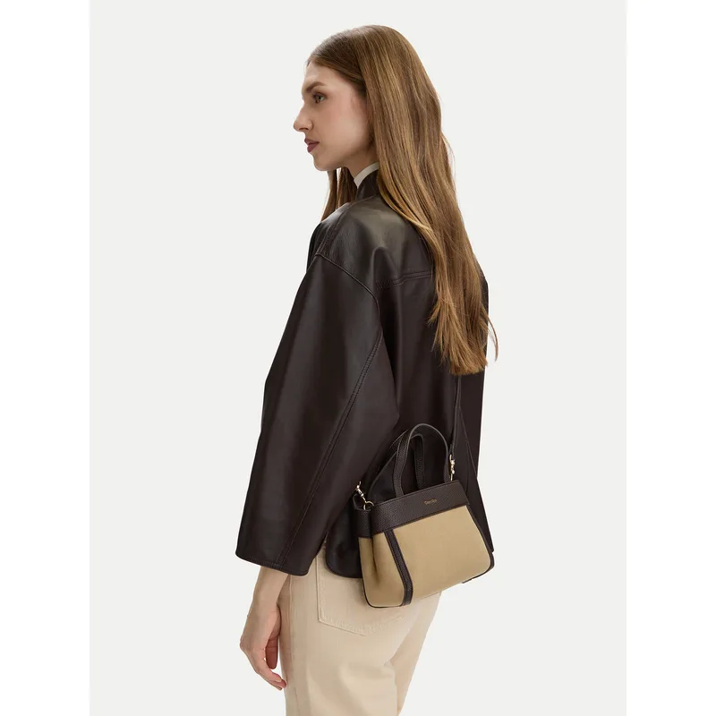 Τσάντα Calvin Klein Ck Canvas Mini Tote Crossbody LV04F3504G Καφέ