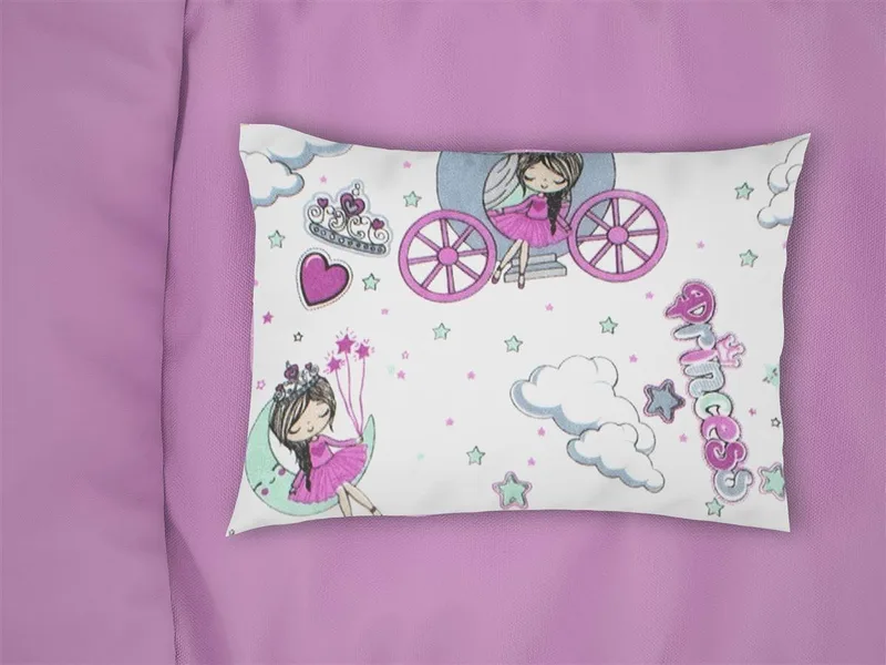 Μαξιλαροθήκη Εμπριμέ kids Princess 389 50x70 White-Μωβ