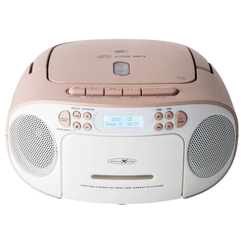 Reflexion RCR2260DAB Clock Radio, White/Pink