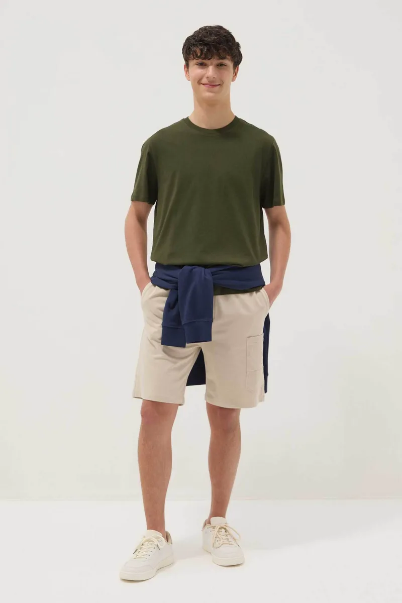 OVS παιδικό σορτς μονόχρωμο με ελαστική μέση Oversized Fit - 002681467 Μπεζ