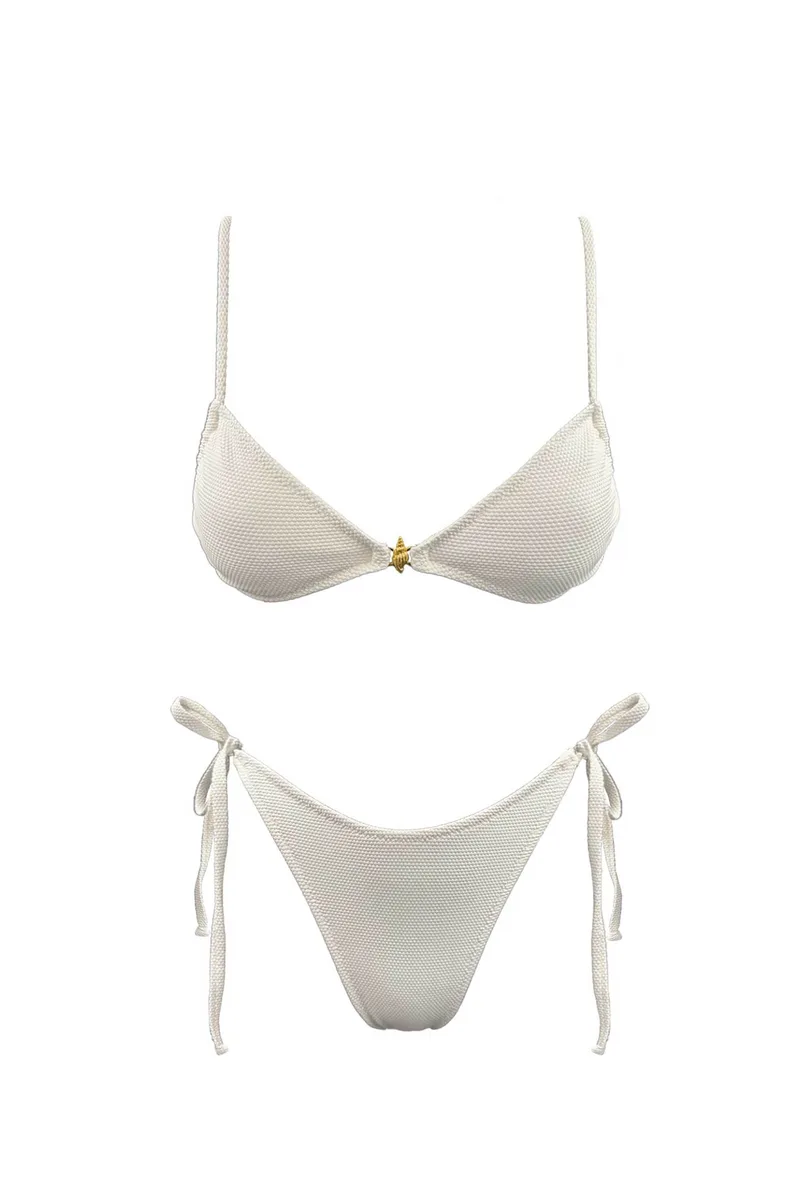Emma Swimwear σετ γυναικείο μαγιό μπικίνι "Ivory Snail Bralette" - EMMA 932 Λευκό
