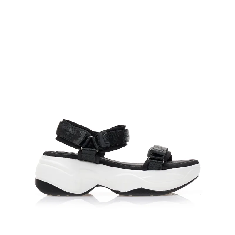 Flatforms μαύρα δερματίνη με σκρατς ΜΑΥΡΟ