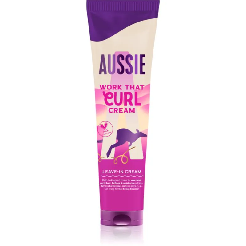 Aussie Bouncy Curls Work That Curl κρέμα χωρίς ξέβγαλμα για σπαστά και σγουρά μαλλιά 160 ml