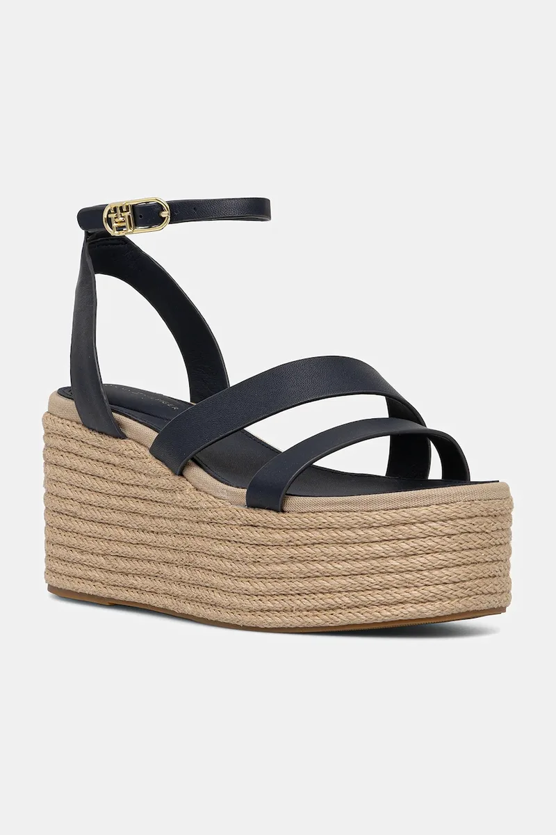 Δερμάτινα πέδιλα Tommy Hilfiger ANKLE STRAP LEATHER PLATFORM