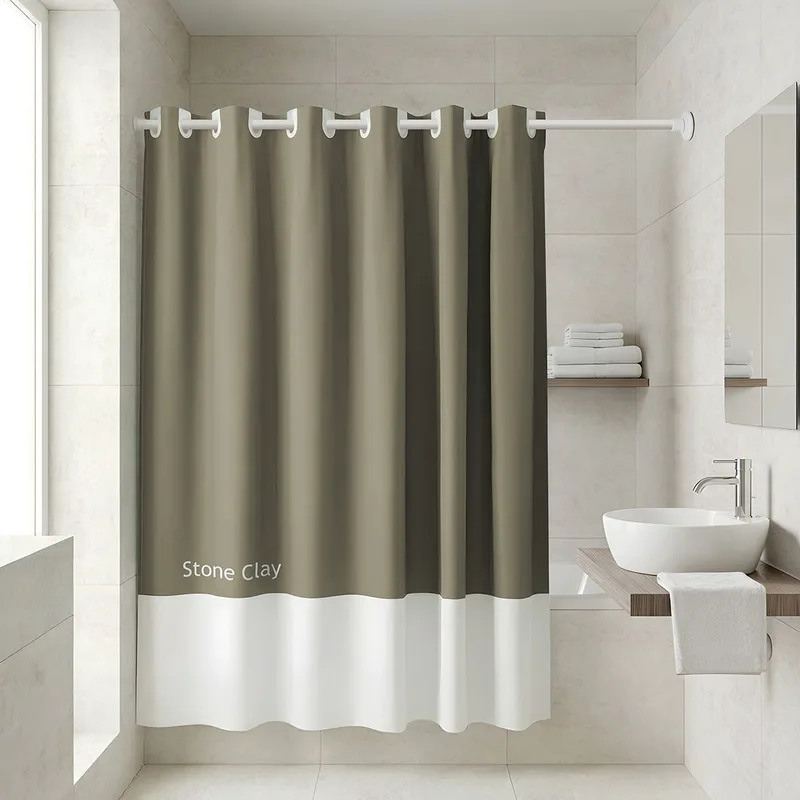 Κουρτίνα Μπάνιου Αδιάβροχη Polyester 180x194εκ. Stone Clay Estia Tone Lab 02-40314 (Ύφασμα: Polyester, Χρώμα: Stone Clay) - estia - 02-40314