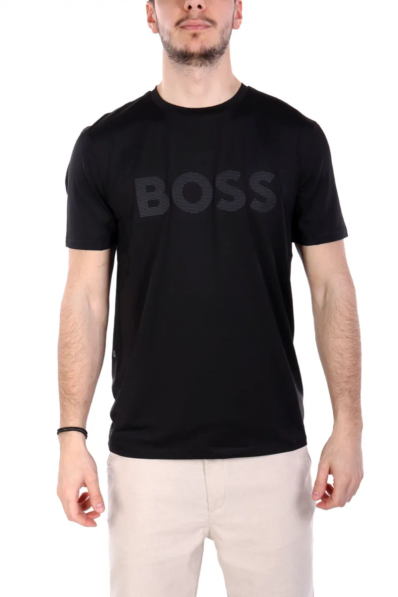 BOSS ATHLEISURE T-SHIRT TEE_ACTIVE ΜΑΥΡΟ