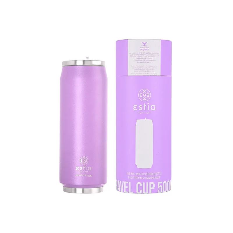 Estia Θερμός Travel Cup Save The Aegean 500Ml Lavender Purple