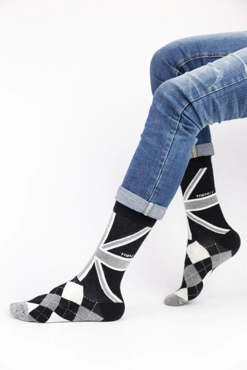 Ανδρικές casual κάλτσες UK I Βαμβακερές Trendy 16314 Μαύρο