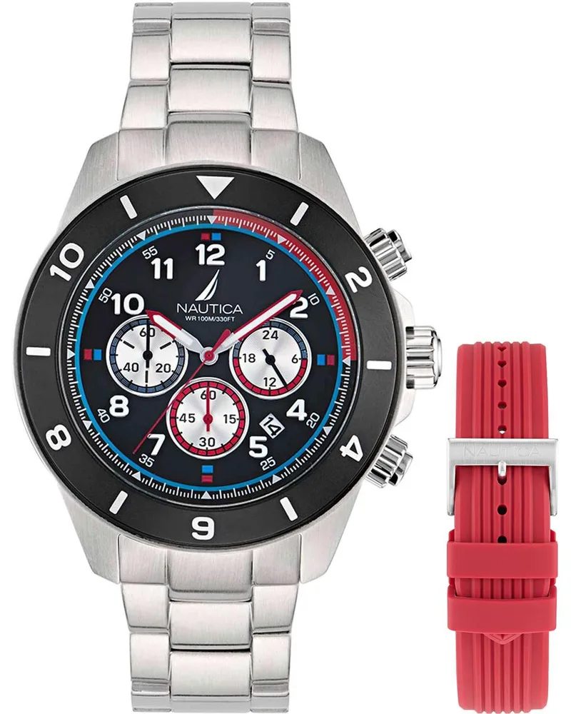 NAUTICA NCT One Chronograph - NAPNOS406, Silver case with Stainless Steel Bracelet