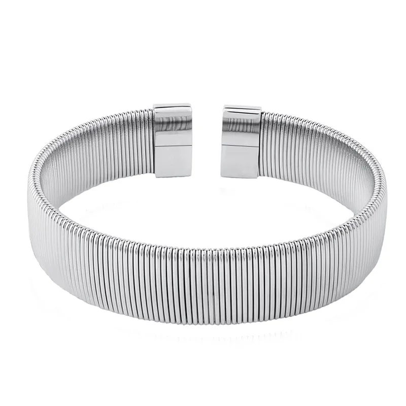 Jt Unisex ατσάλινο βραχιόλι χειροπέδα φίδι ελαστικό