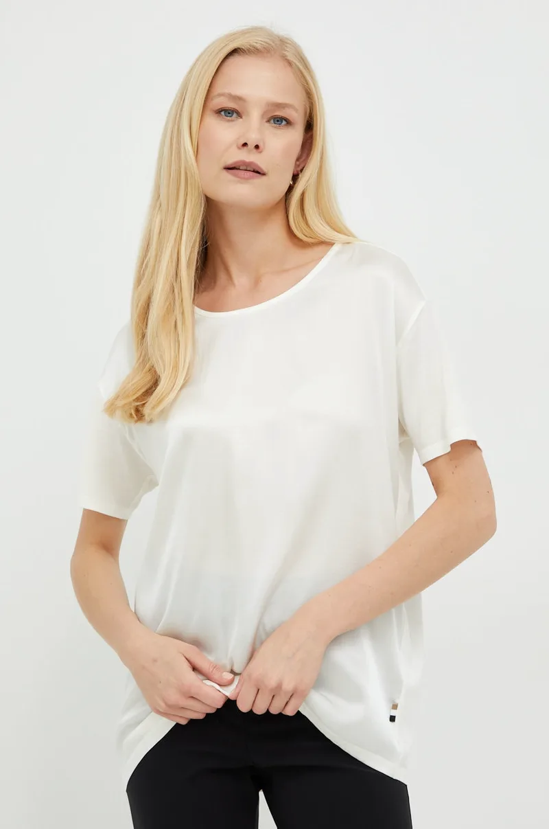 T-shirt από μείγμα μεταξιού BOSS Gelio-C_Sz40
