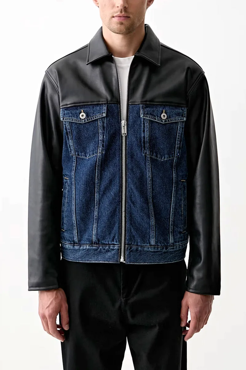 KARL LAGERFELD JEANS ΜΠΟΥΦΑΝ MIXED DENIM JACKET REGULAR FIT ΜΠΛΕ-ΜΑΥΡΟ